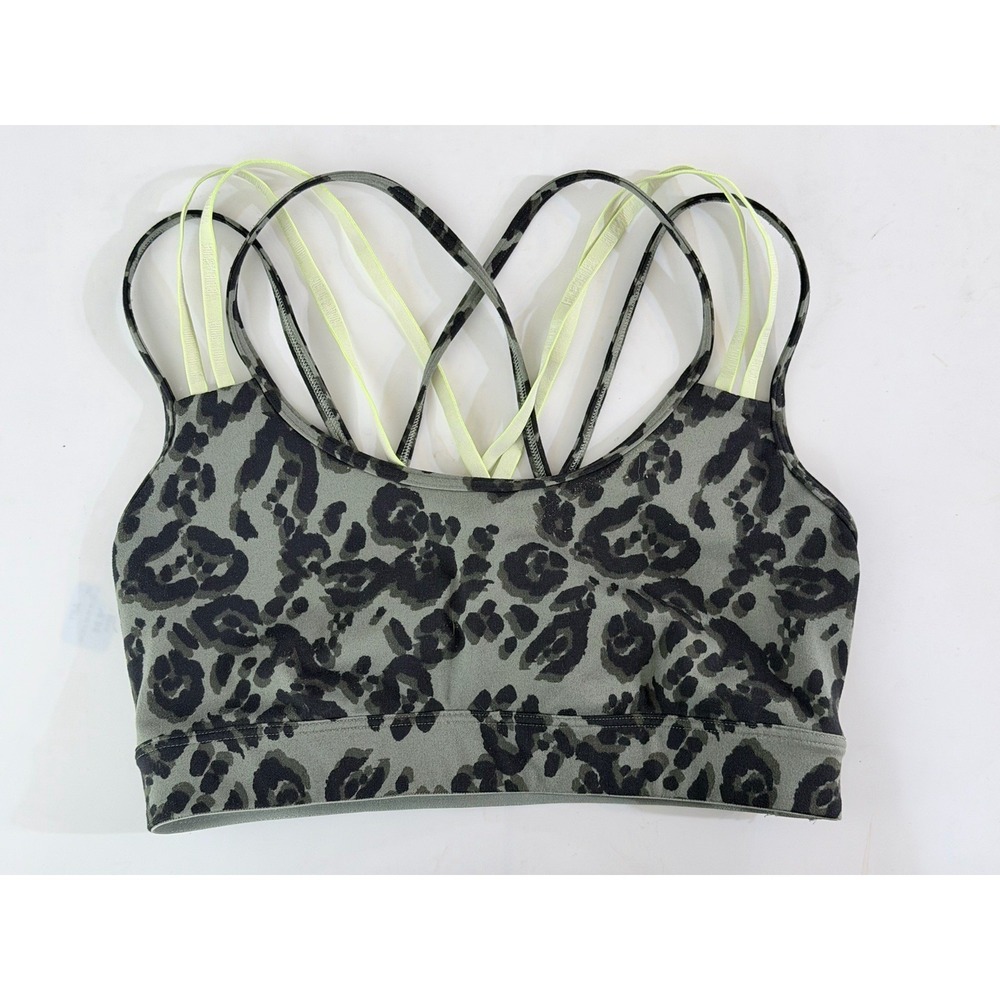 Victoria Sport Strappy Bra S Green Black Animal Print Active Gym